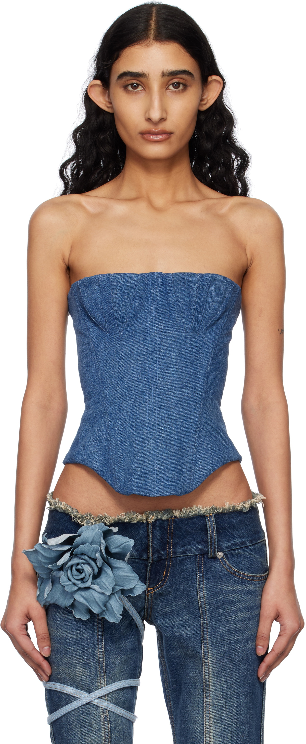 Fancì Club Blue Upcycled Bella Denim Corset