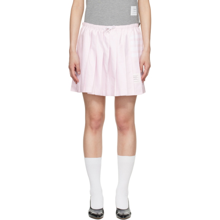 Photo: Thom Browne Pink Oxford 4-Bar Drawstring Pleated Miniskirt