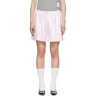 Thom Browne Pink Oxford 4-Bar Drawstring Pleated Miniskirt