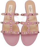 Valentino Garavani Pink Rockstud Flat Slide Sandals
