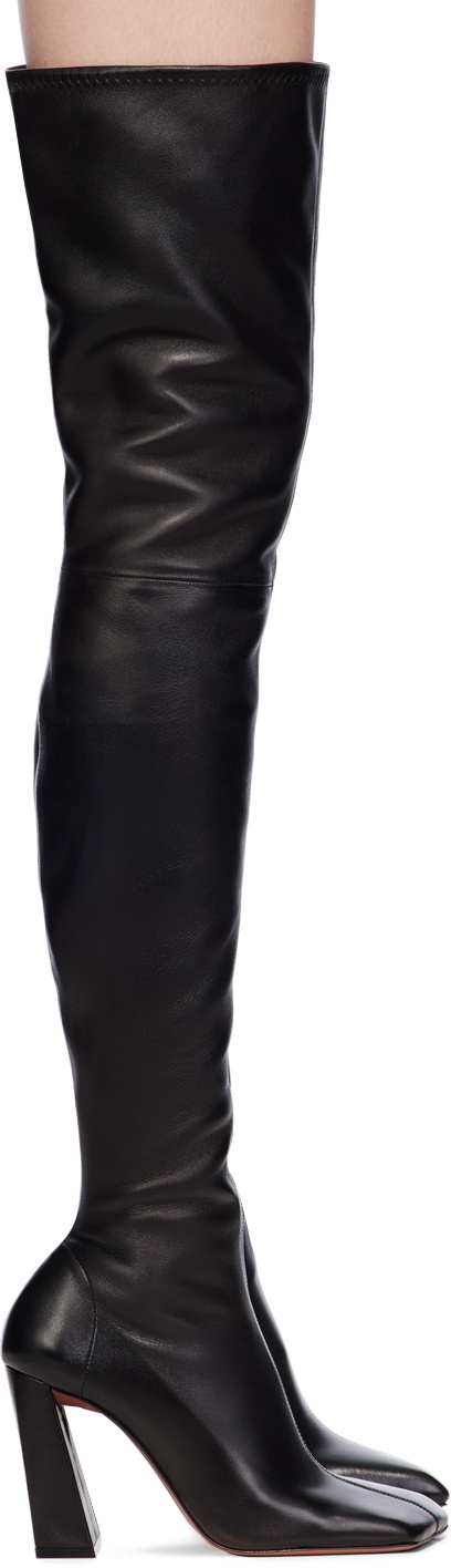 Amina Muaddi Black Marine Stretch Thigh High Boots Amina Muaddi