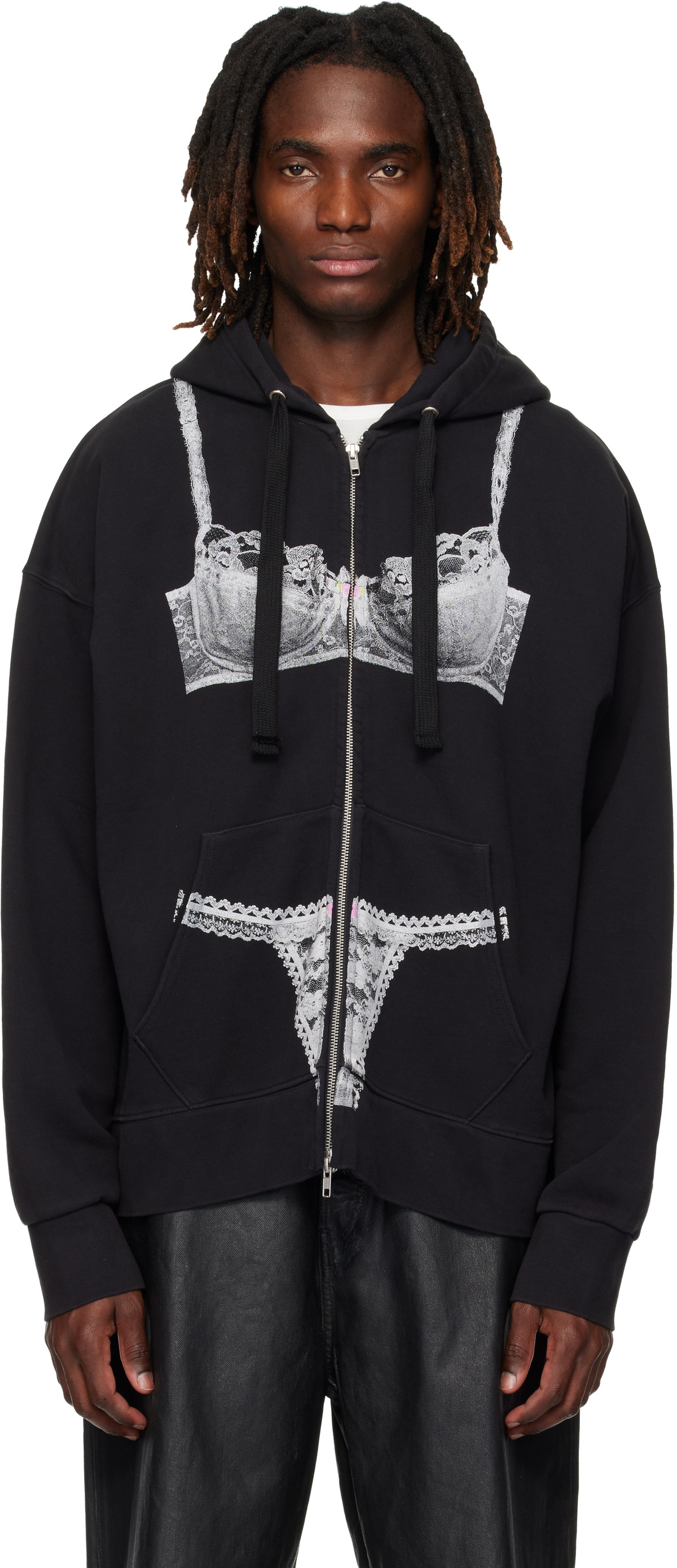 VAQUERA Black Trompe l'Oeil Zip Hoodie