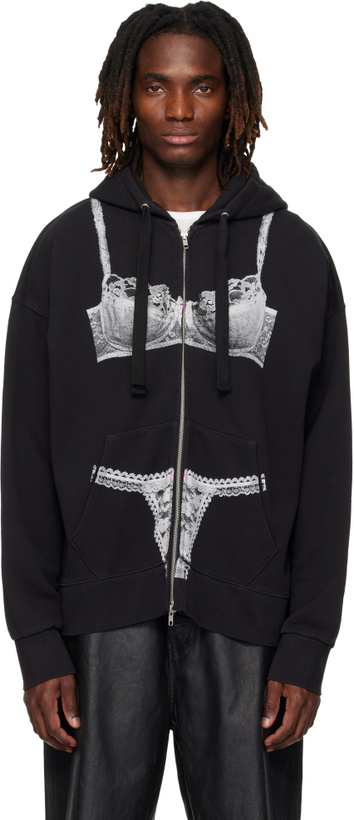 Photo: VAQUERA Black Trompe l'Oeil Zip Hoodie