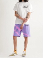 ARIES - Logo-Print Tie-Dyed Fleece-Back Cotton-Jersey Shorts - Purple - M