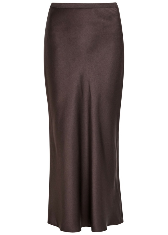 Photo: Anine Bing Bar Silk Midi Skirt Dark Brown