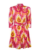 MC2 Saint Barth Woman Linen Short Dress Daisi With Ikat Print