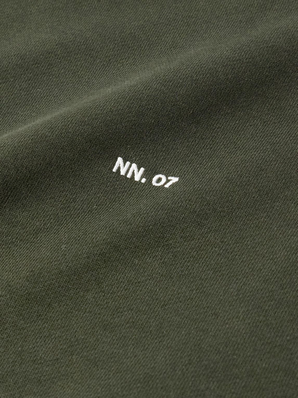 NN07 - Briggs 3504 Logo-Embroidered Organic Cotton-Blend Jersey Sweatshirt - Green