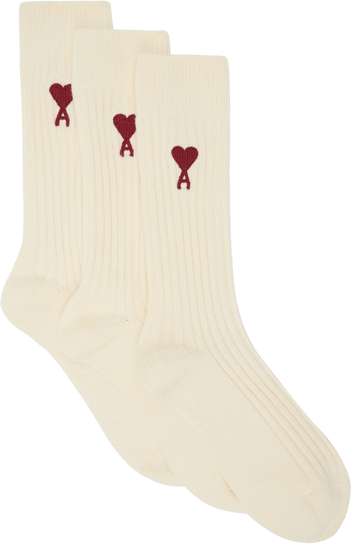 AMI PARIS 3-pack logo embroidery socks 【Unisex】 AMI PARIS 3-ER PACK SOCKEN THREE PACK GIFT-SET AMI DE COEUR