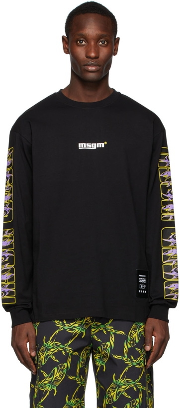 Photo: MSGM Black Logo Long Sleeve T-Shirt