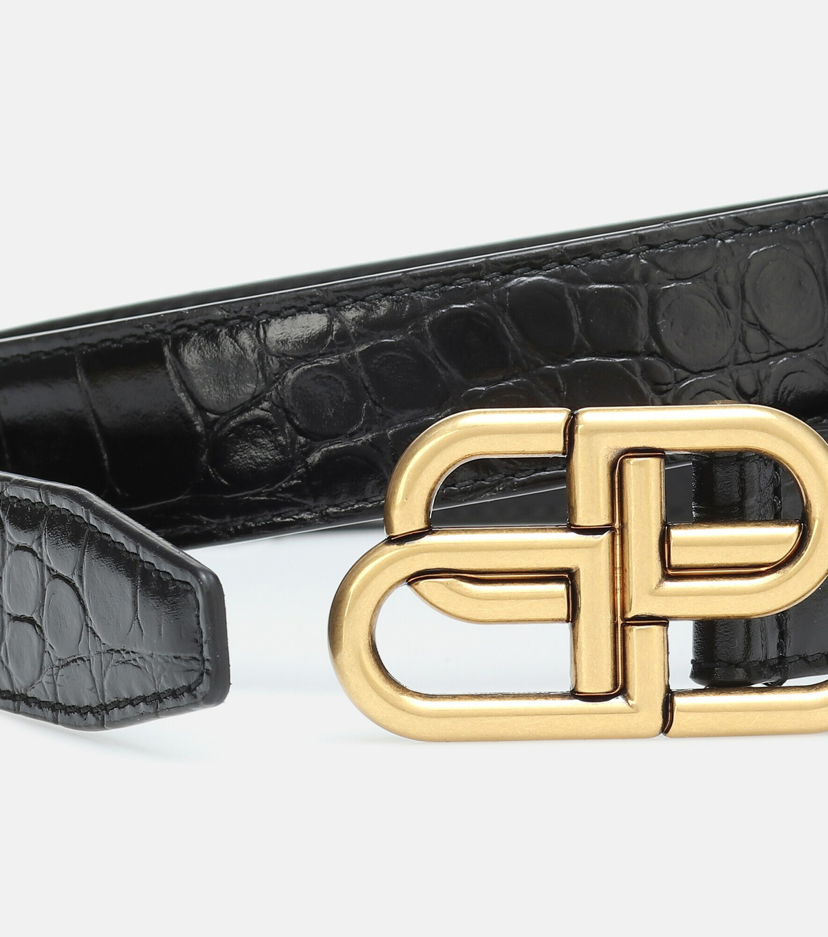 BALENCIAGA - BB croc-effect leather belt BALENCIAGA BB reversible croc-effect and smooth leather  main image 2