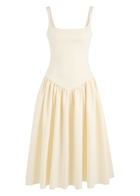 DE LA Vali Lola Satin Midi Dress Ivory