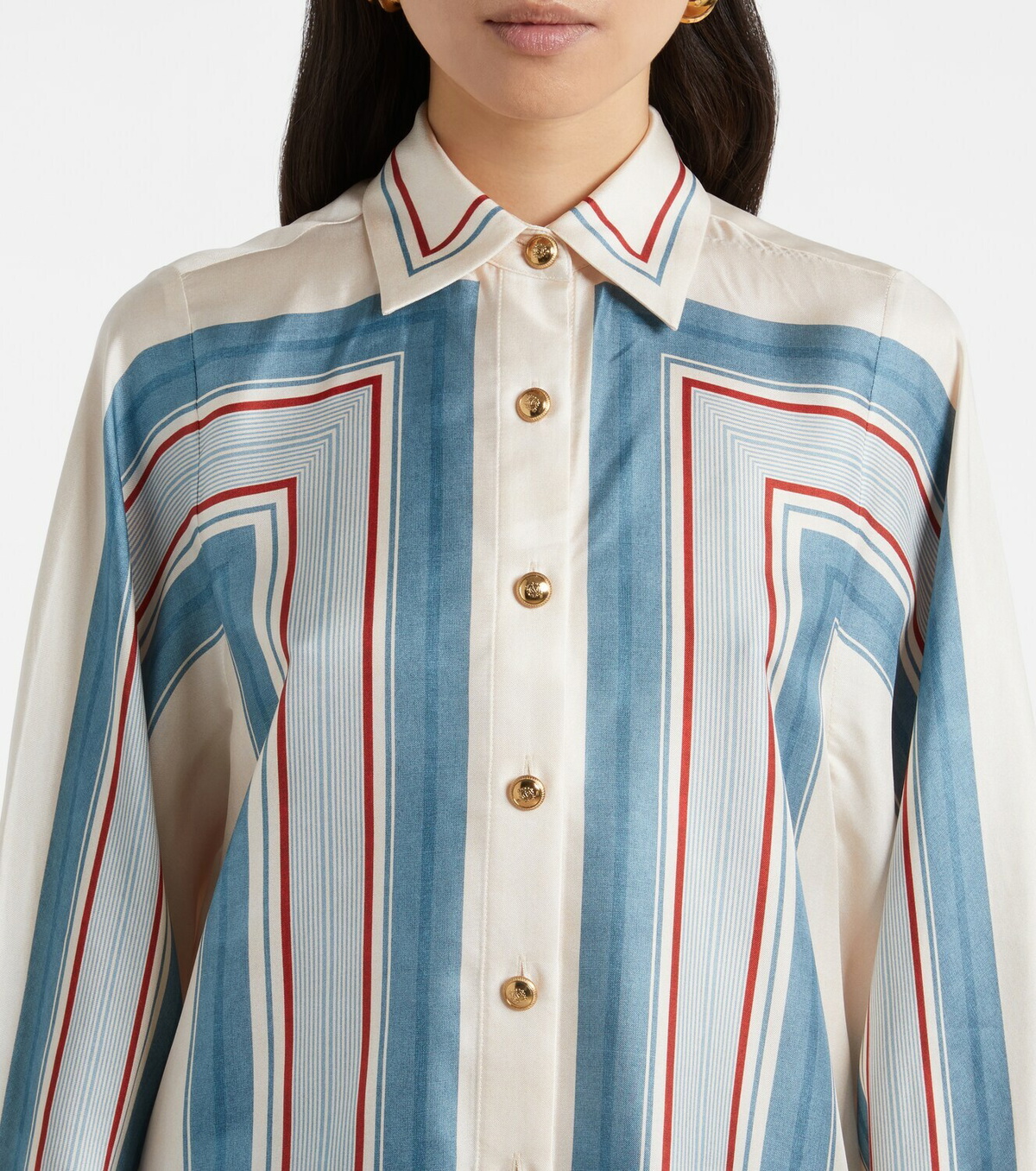 Zimmermann Striped scarf-detail silk shirt
