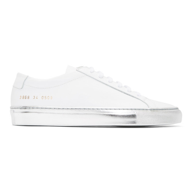 Photo: Woman by Common Projects White and Silver Achilles Low Sneakers