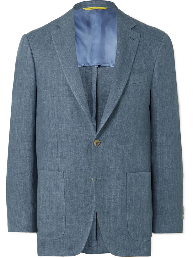 Photo: Canali - Kei Slim-Fit Herringbone Linen Suit Jacket - Blue
