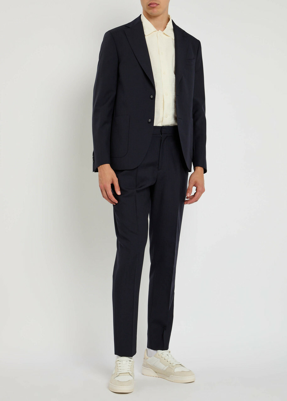 Officine Générale Drew Tapered Wool Trousers Navy