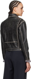 OPEN YY SSENSE Exclusive Black Leather Jacket