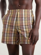 Burberry - Selkirk Checked Crinkled Swim Shorts - Neutrals