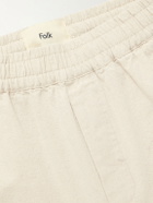 Folk - Drawcord Assembly Straight-Leg Linen and Cotton-Blend Trousers - Neutrals