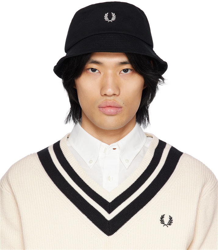 Photo: Fred Perry Black Embroidered Bucket Hat