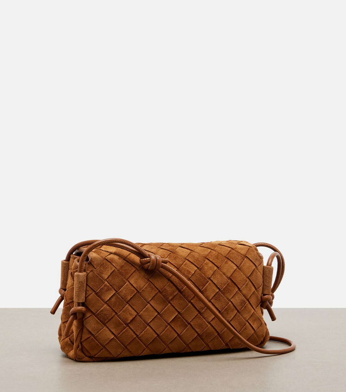 Bottega Veneta Notturno Intrecciato Small suede crossbody bag