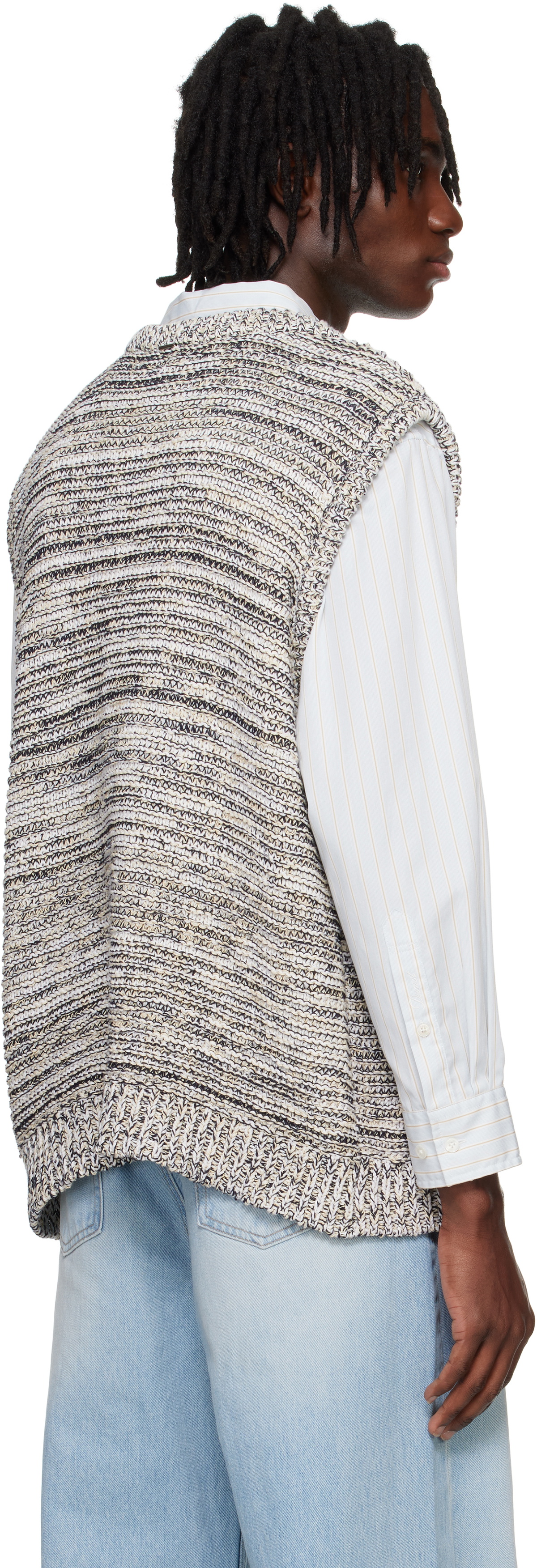 System Black & White Marled Vest