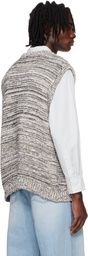 System Black & White Marled Vest