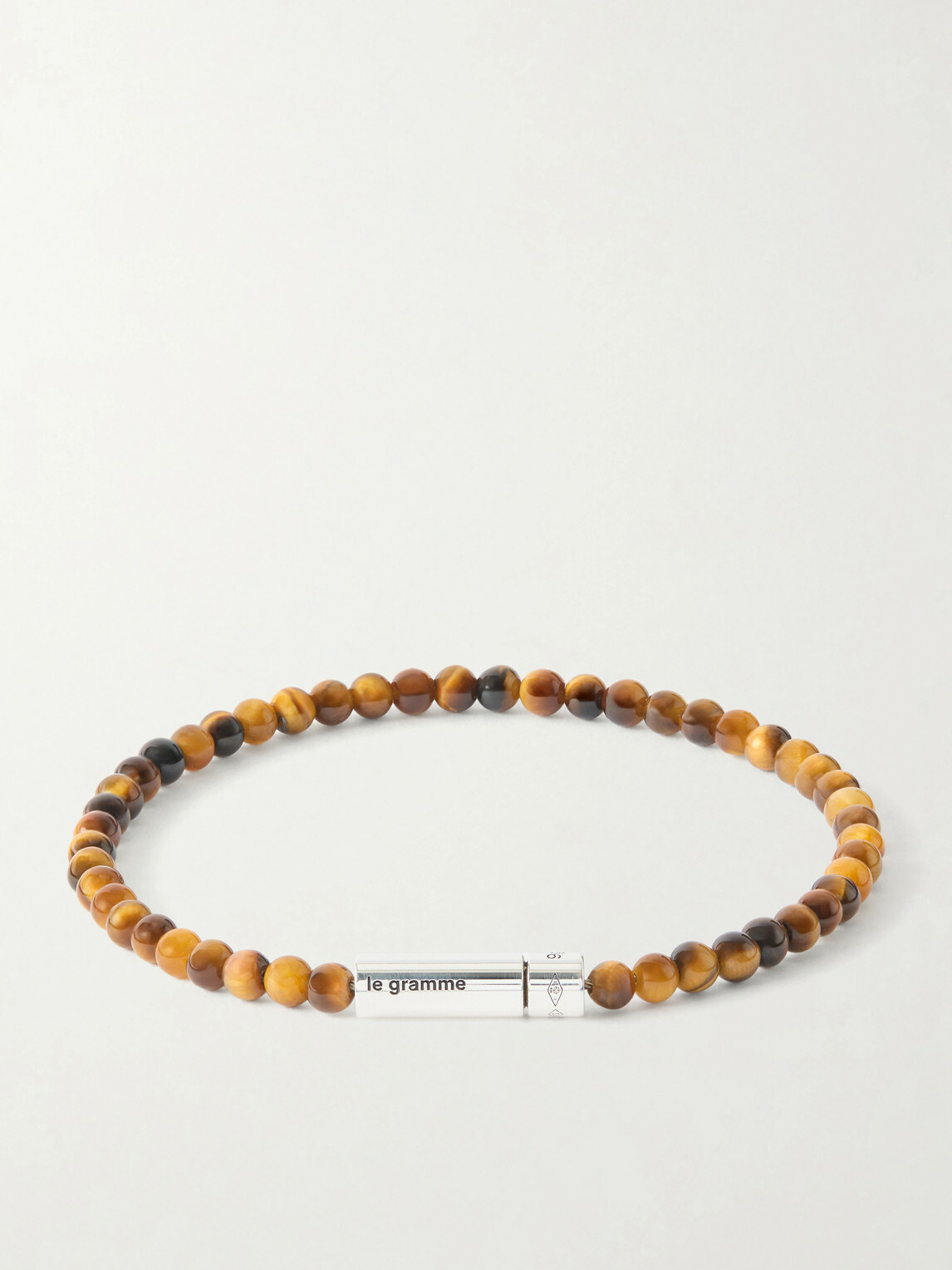 Le Gramme - 11g Sterling Silver and Tiger Eye Beaded Bracelet - Brown