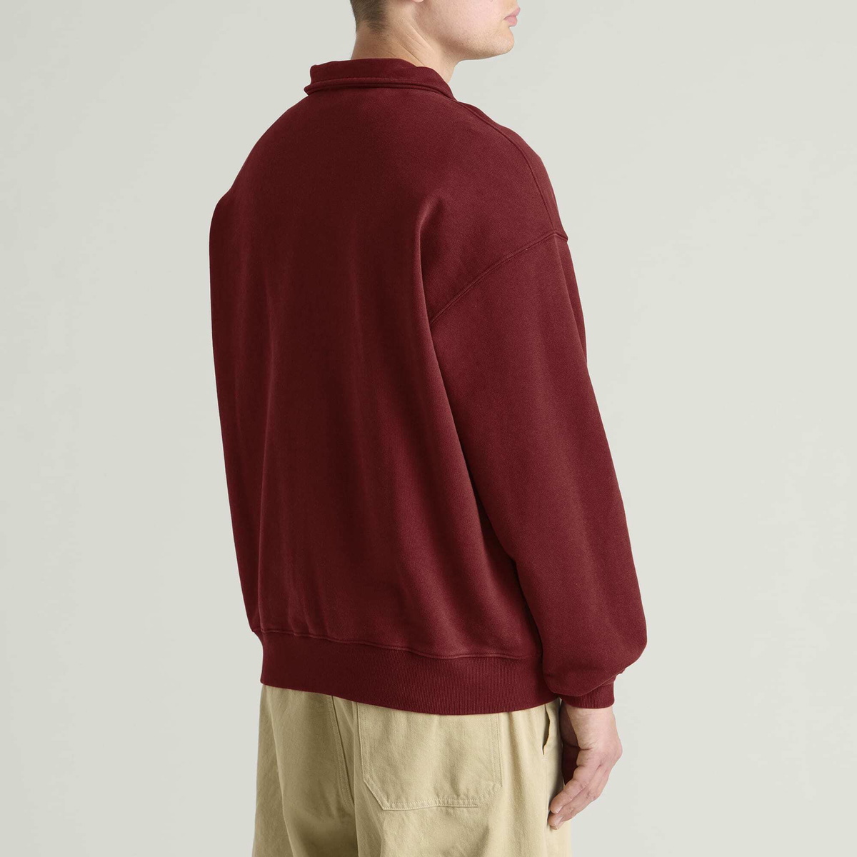 FrizmWORKS Men's Vintage Dyeing Half Zip Sweat in Vintage Red