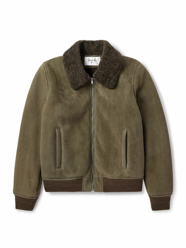 Photo: SAINT LAURENT - Shearling Blouson Jacket - Green