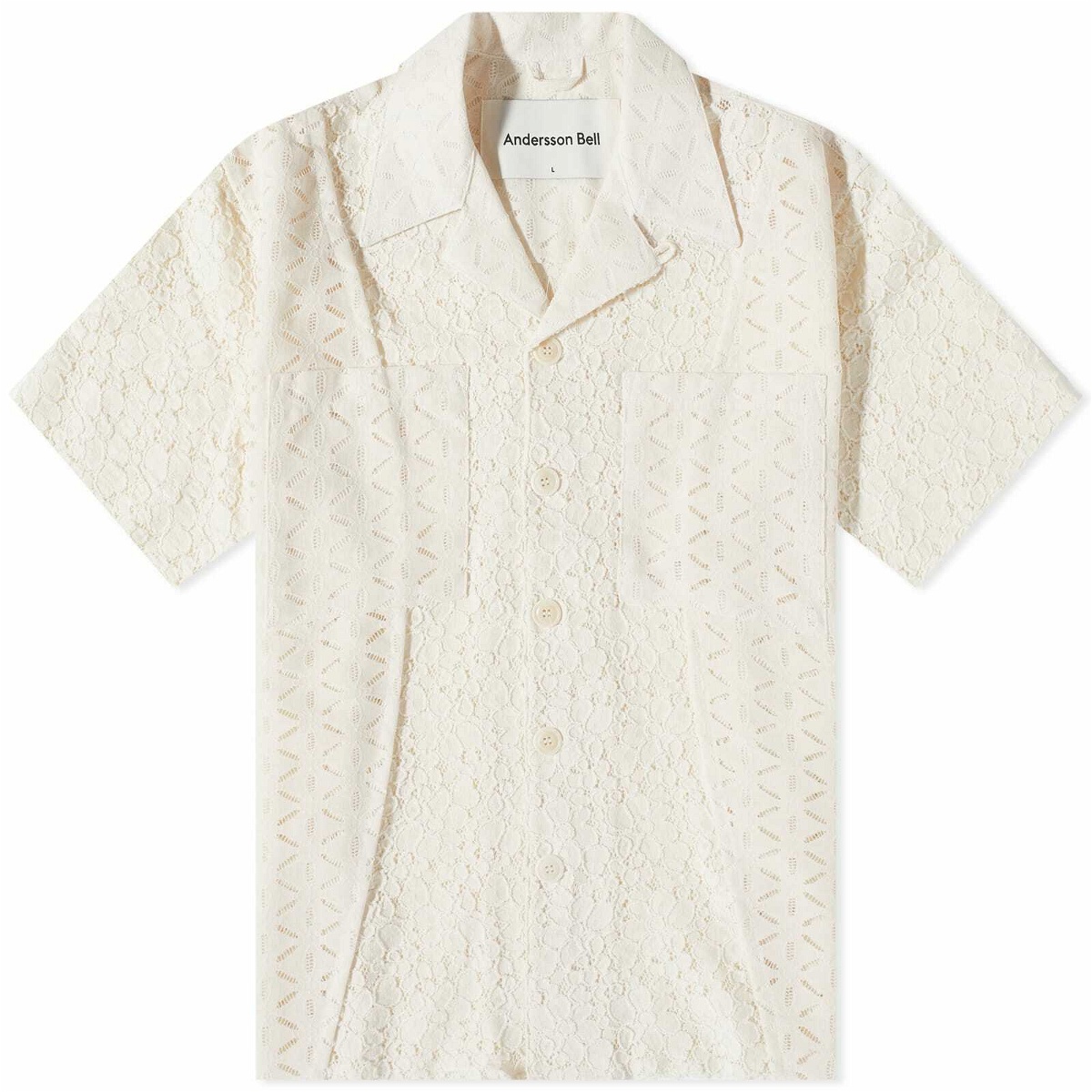 Andersson Bell Men's Flower Lace Vacation Shirt in Ecru Andersson Bell