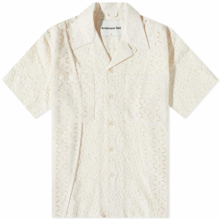 Photo: Andersson Bell Men's Flower Lace Vacation Shirt in Ecru