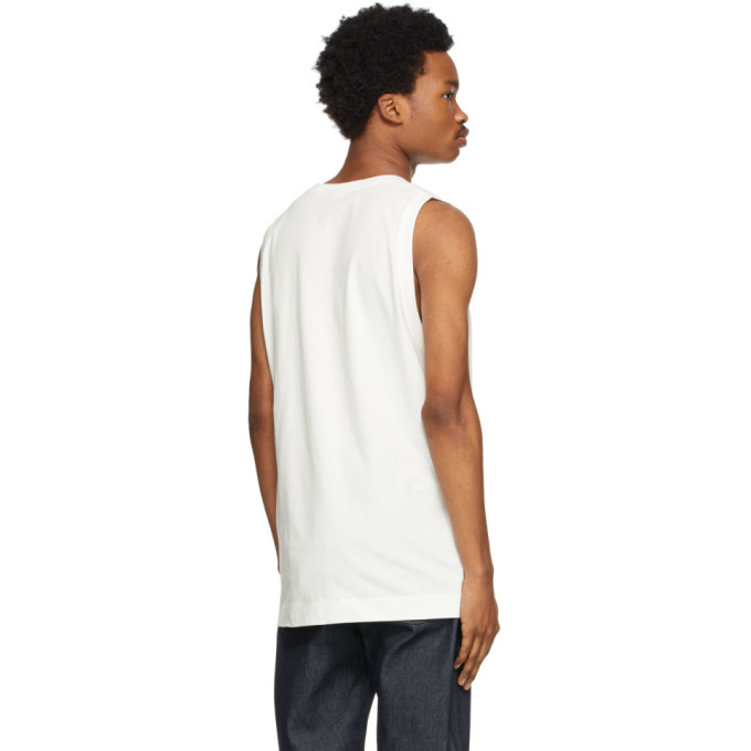 Cotton jersey tank top in off white