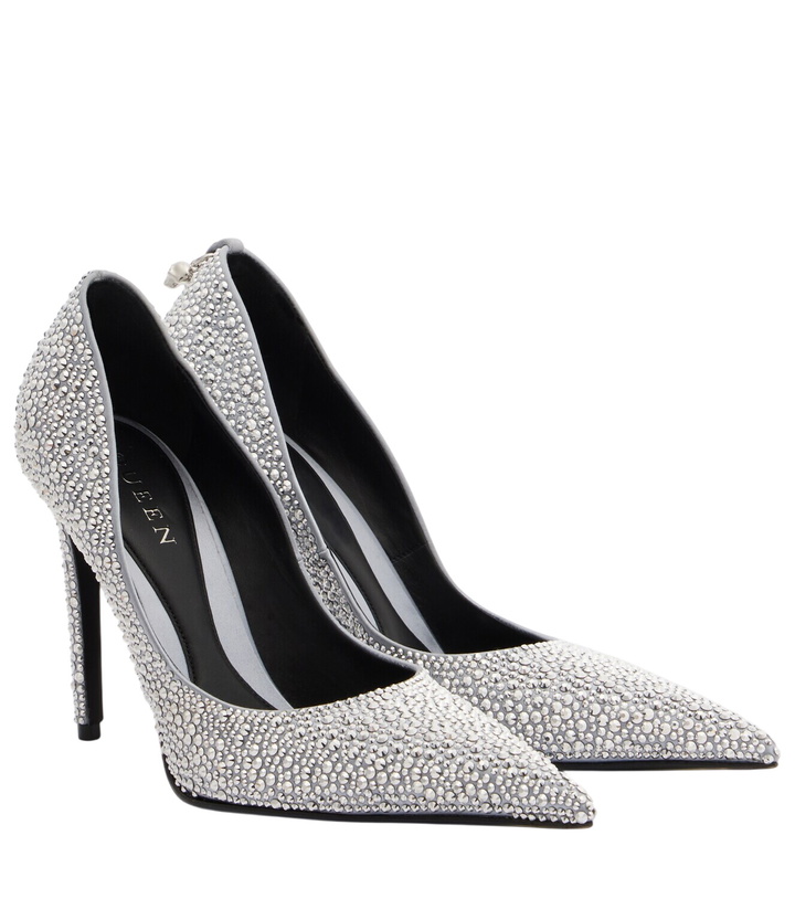 Photo: McQueen Skull studded satin pumps
