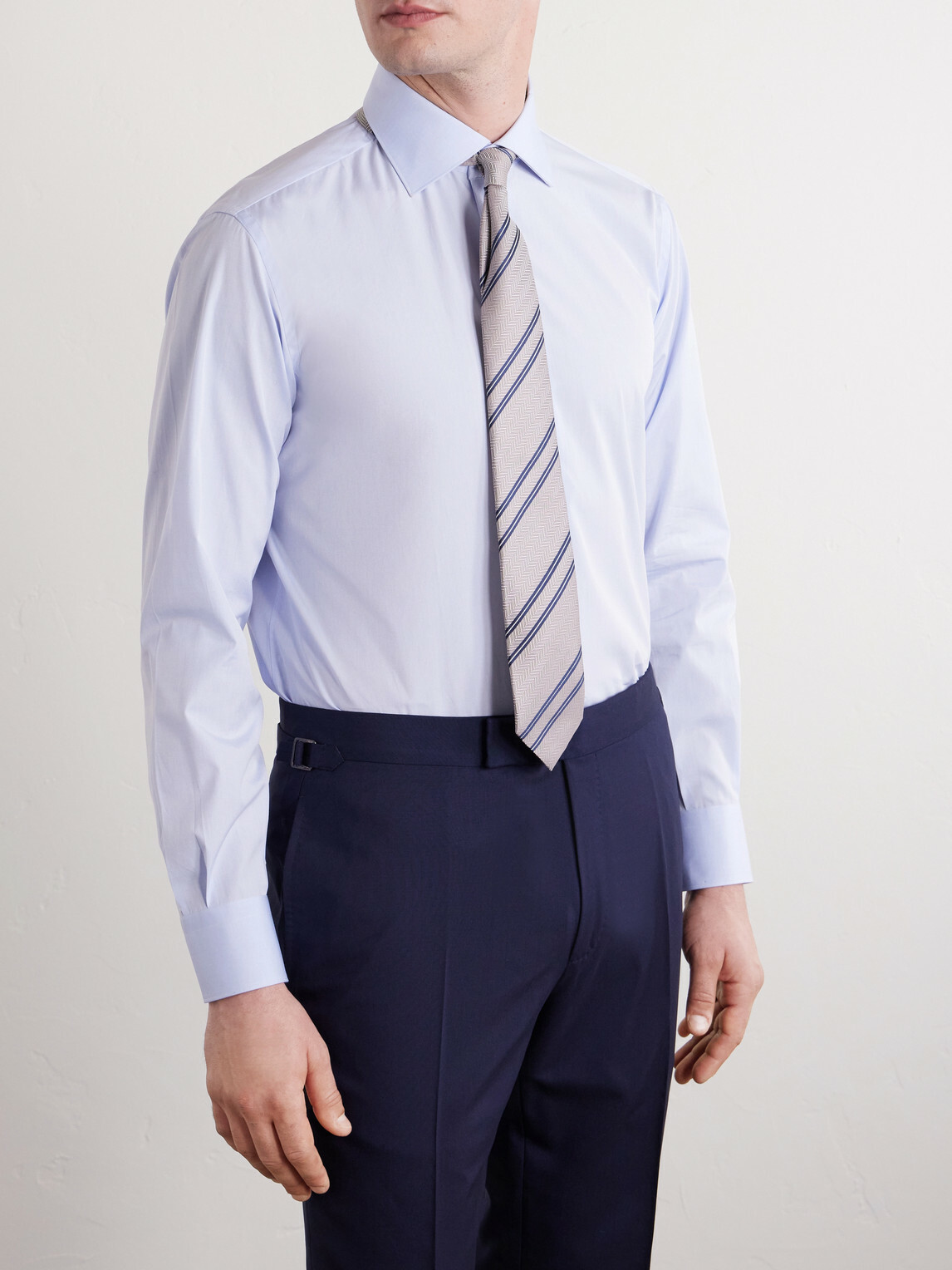 Brioni - Cutaway-Collar Cotton-Poplin Shirt - Blue