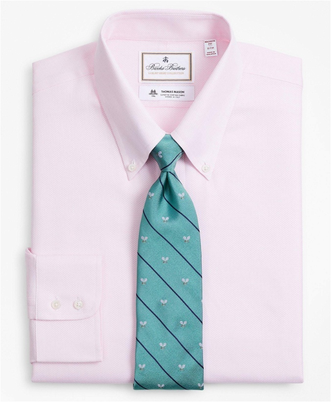 Photo: Brooks Brothers Men's Luxury Collection Madison Relaxed-Fit Dress Shirt, Button-Down Collar Dobby Links | Pink