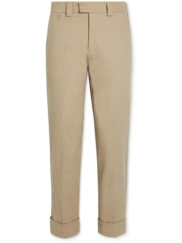 Photo: Agnona - Slim-Fit Stretch Cotton and Cashmere-Blend Twill Trousers - Neutrals
