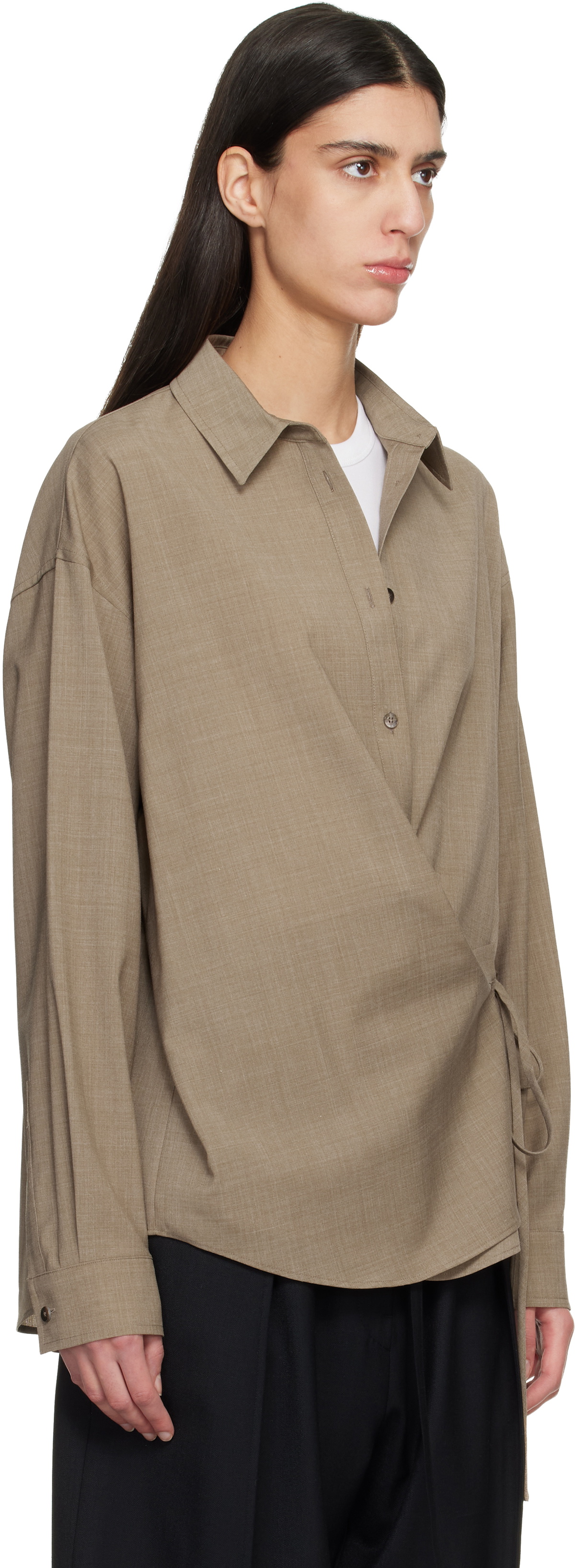 LE17SEPTEMBRE Brown Side Twisted Shirt
