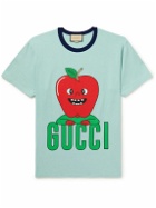 GUCCI - Logo-Print Cotton-Jersey T-Shirt - Blue