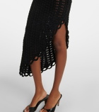 Loulou de Saison Malena asymmetric scalloped crochet midi dress