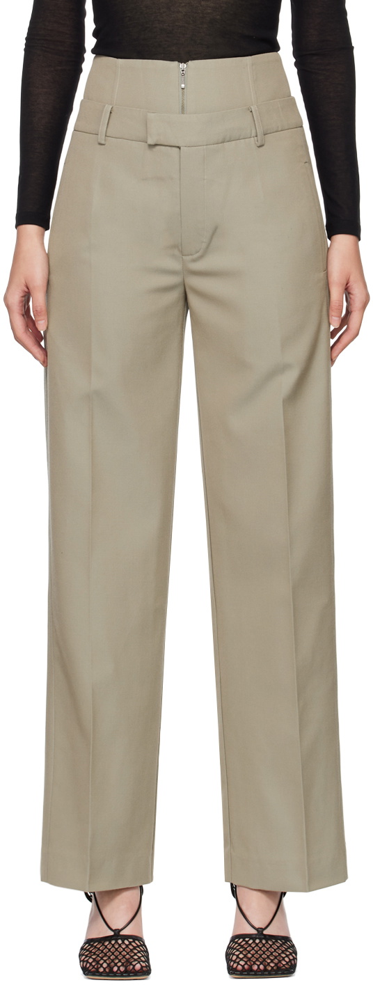 Subtle Le Nguyen Khaki Double Waistband Trousers