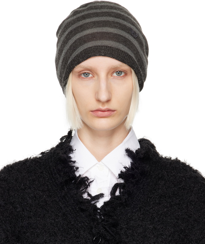 Photo: OPEN YY Gray Stripe Slouchy Beanie