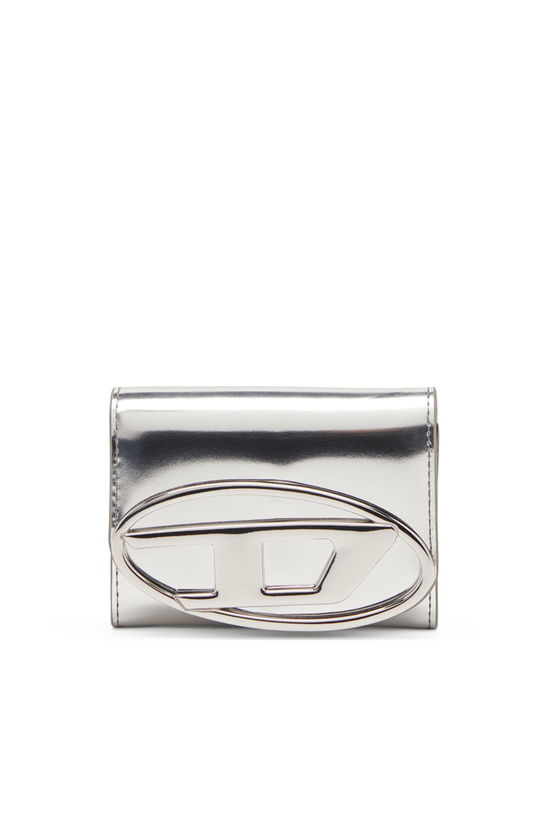 Photo: Diesel Bi-fold card holder in mirrored leather - Small Wallets Womens in Silver