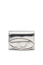 Diesel Bi-fold card holder in mirrored leather - Small Wallets Womens in Silver