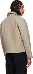 Sunflower Taupe Short Leather Jacket