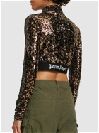 PALM ANGELS Logo Tape Sequined Top