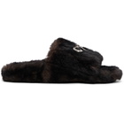 Balenciaga Brown Furry Slides