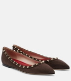 Valentino Garavani Rockstud suede ballet flats