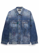 Balenciaga - Oversized Printed Distressed Denim Jacket - Blue