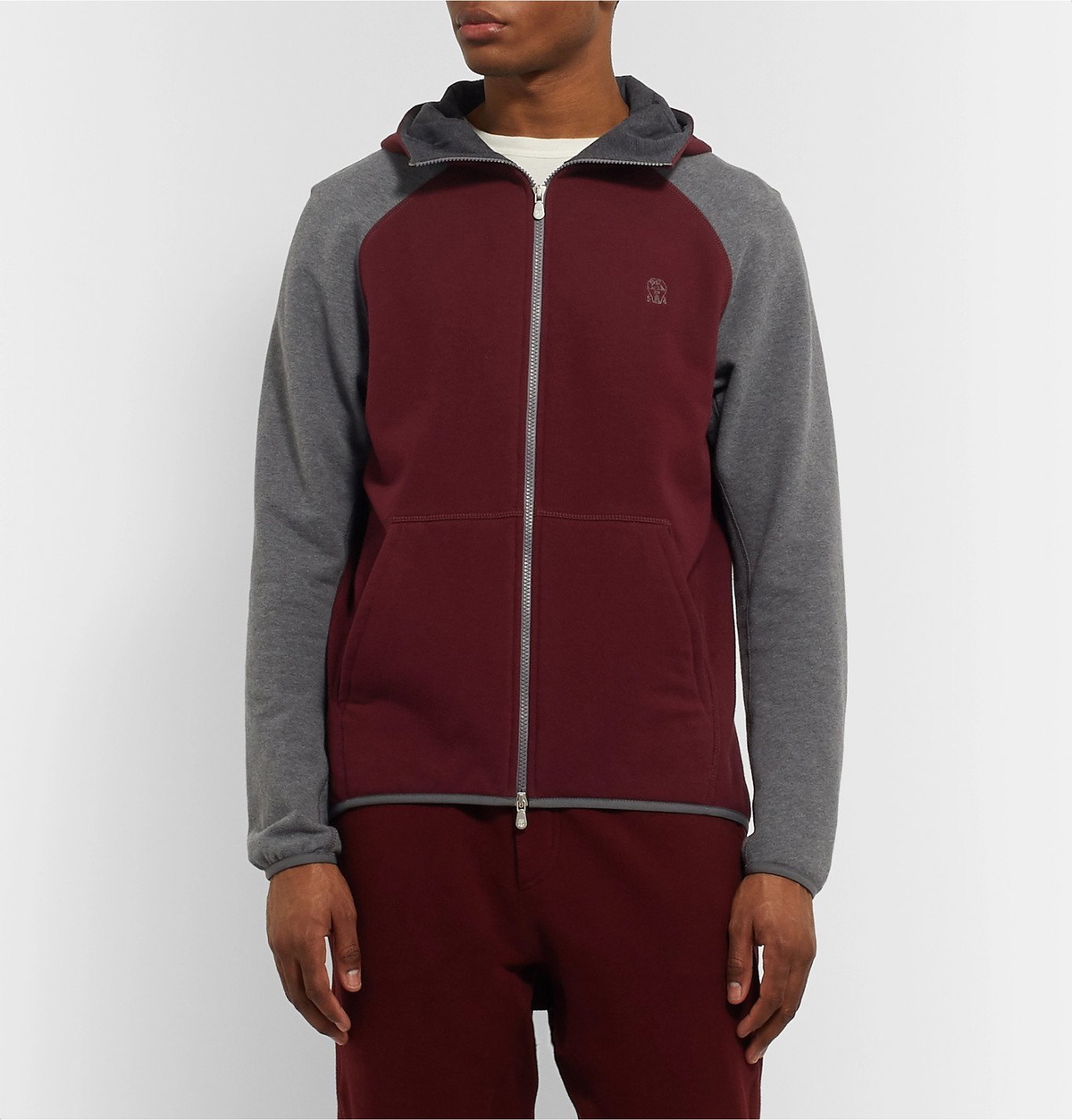 Colour block fleece online hoodie