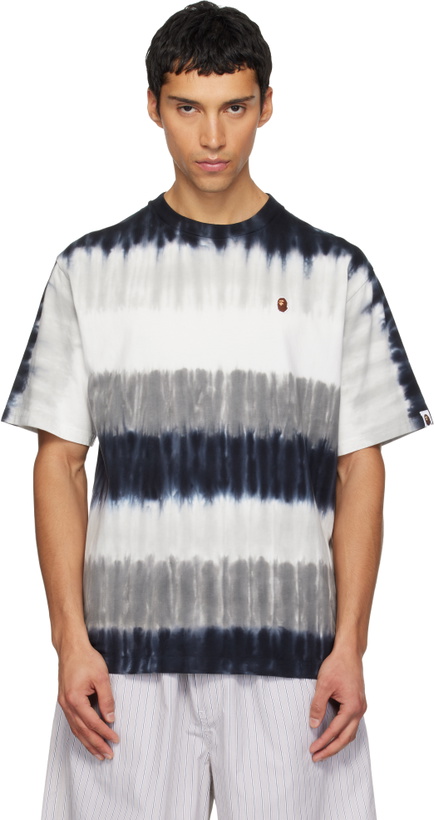 Photo: BAPE Black & White Drip Stripe One Point T-shirt